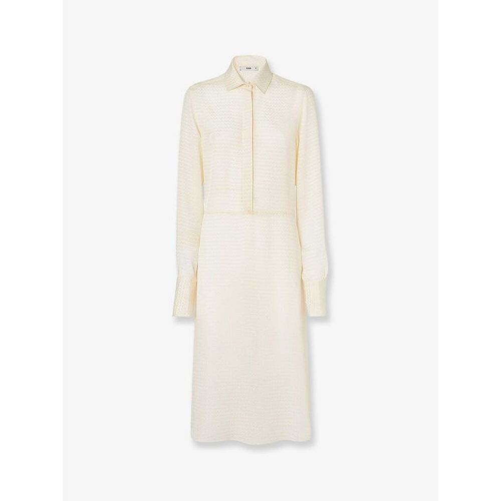 Fendi Women Silk Jacquard Chemisier Dress